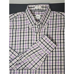 Peter Millar Size M Purple White Plaid Button Front Shirt Long Sleeve